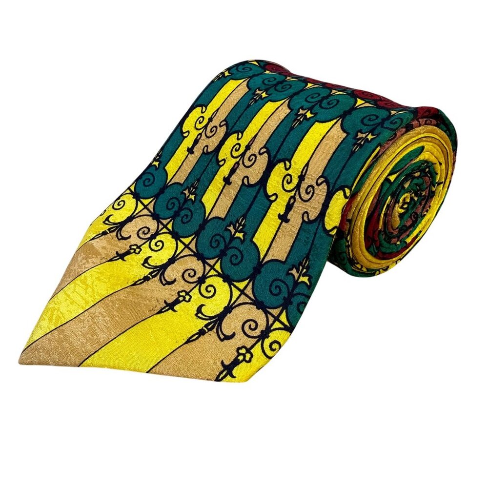 Rush Limbaugh No Baudaries Collections Yellow/Teal Silk Tie Vibrant Design